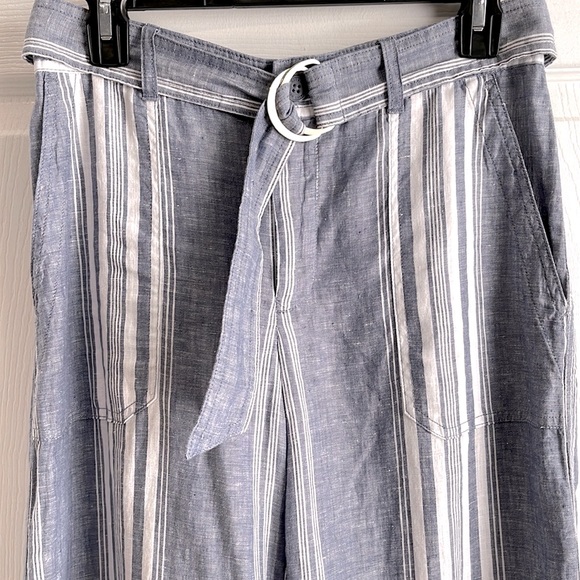 Lauren Ralph Lauren Summer Vacation Linen Wide Leg Pants Stripes New NWOT Size 4 - Picture 2 of 7